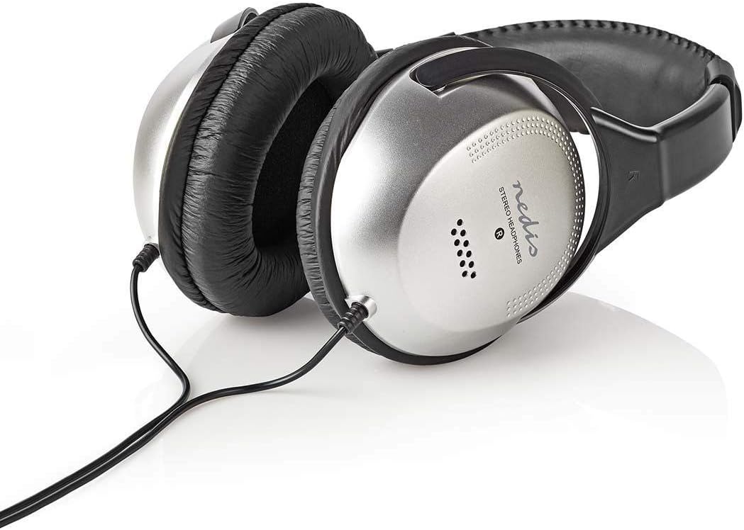 NEDIS Hpwd1200Bk Super-Kopfhörer mit 2 m Kabel, Silber/schwarz
