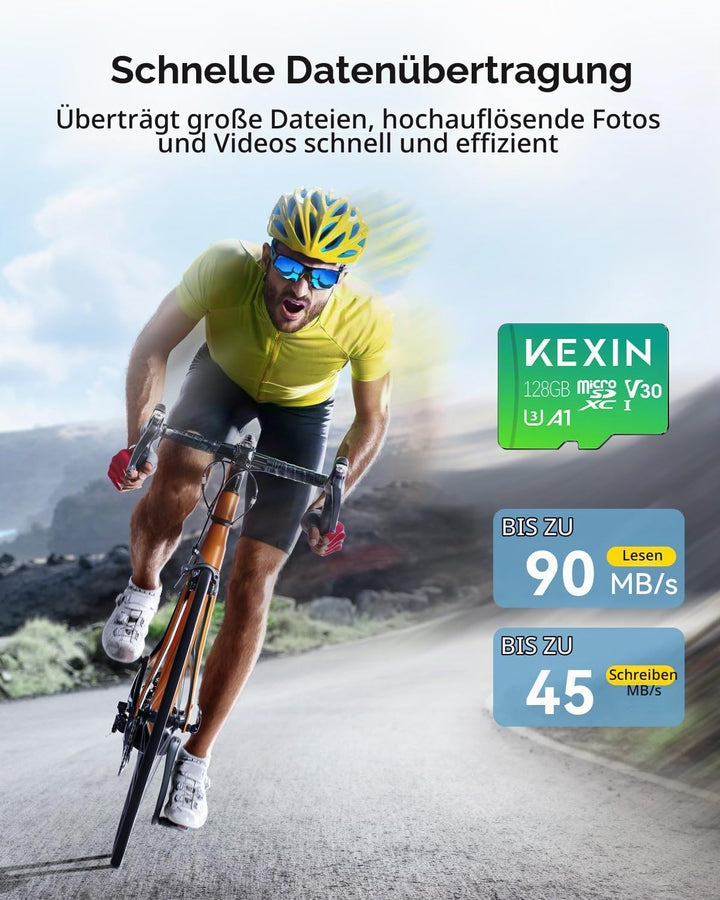 KEXIN SD Karte 128GB Micro SD Karten 5er Pack Speicherkarte Micro SDXC U3, A1, V30, C10 Micro SD Car