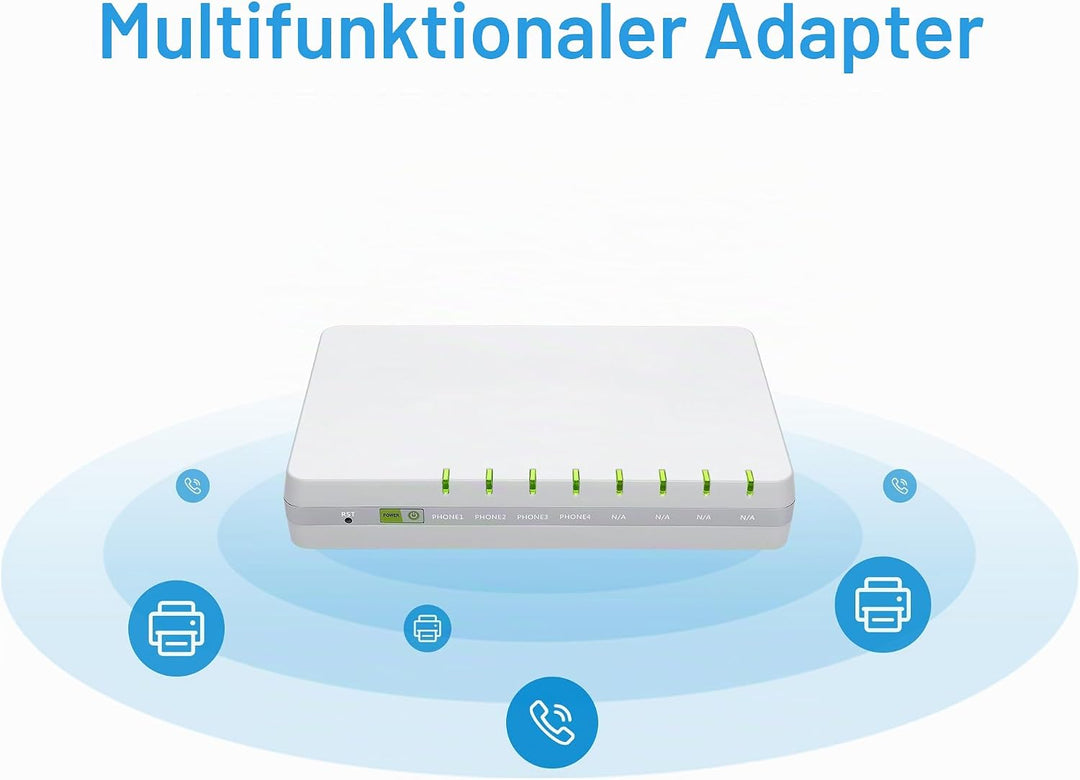 Auerswald 4-Port ATA (Analoger Terminal Adapter), 90089 Der VoIP-Analog-Adapter unterstützt Vier ana