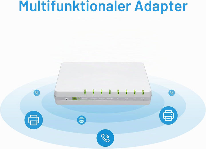 Auerswald 4-Port ATA (Analoger Terminal Adapter), 90089 Der VoIP-Analog-Adapter unterstützt Vier ana