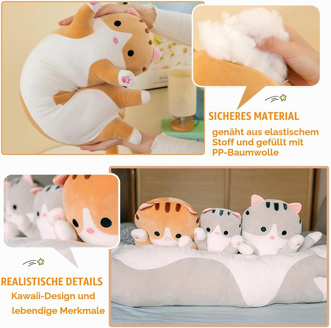Bobomon Katze Kuscheltier stofftier Katze langes Kissen riesen XXL Kawaii gross plüschtier plüschkat