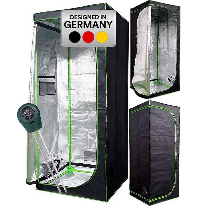 Mucola Growzelt 120x60x180 cm Set mit 3-in-1 Messgerät Zuchtzelt für Hydrokulturen zur Pflanzenzucht