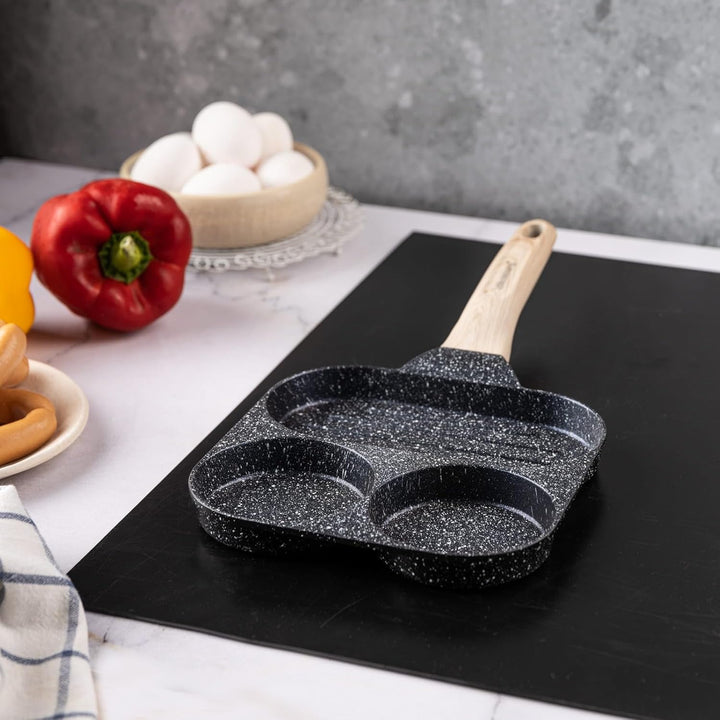 Klausberg Pfannkuchenpfanne Bratpfanne mit Marmorbeschichtung 3-in-1 18 cm für Eier, Pfannkuchen, Pa