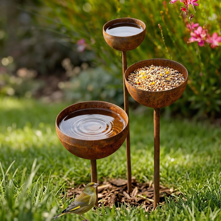 Regenfänger Gartenstecker Rost Gartenstecker Metall Gartendeko für Draussen Insektentränke Garten Na