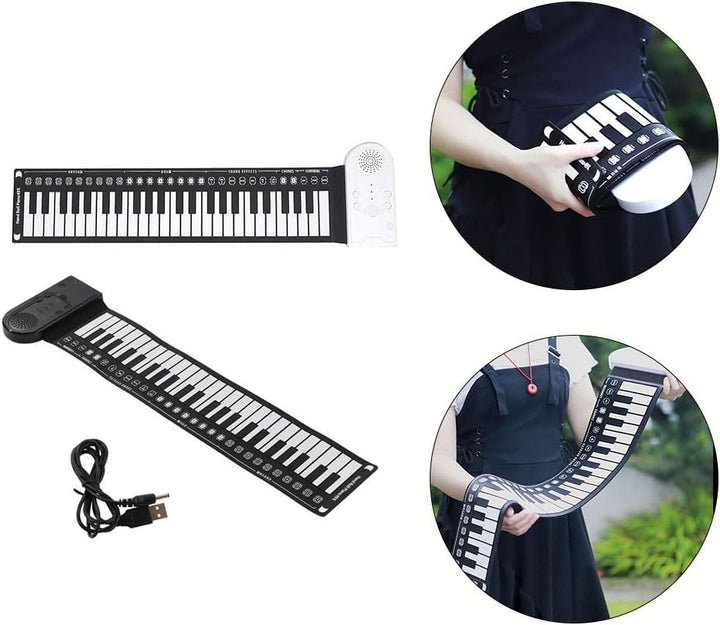 Elektronische Handtastatur, zusammenklappbar, flexibles Klavier, 49 Tasten, Rollup Piano mit USB-Lad