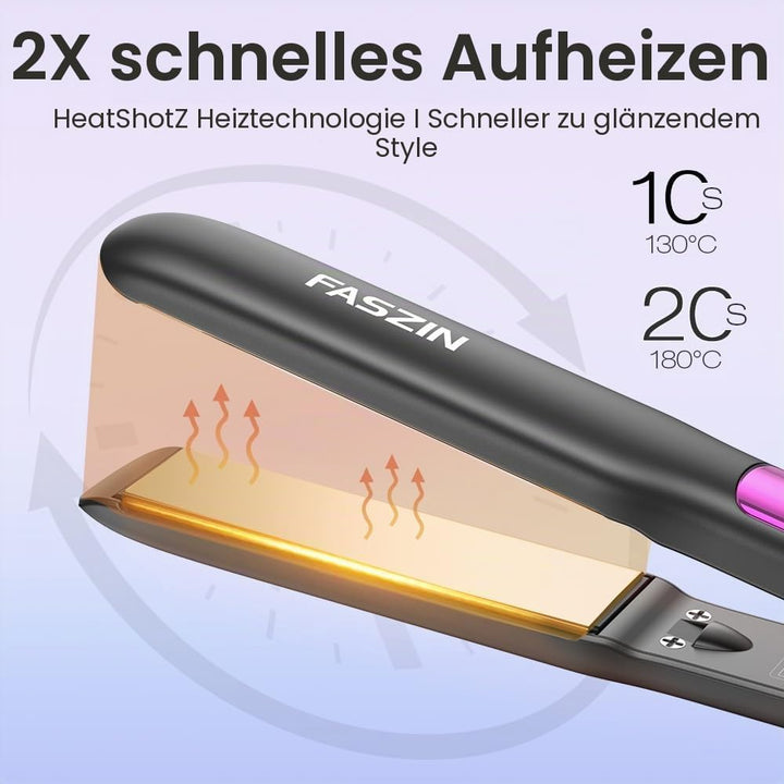 Faszin 2 in 1 Glätteisen Locken und Glätten, Titanplatten Ionen Haarglätter für einen glatten Stil,