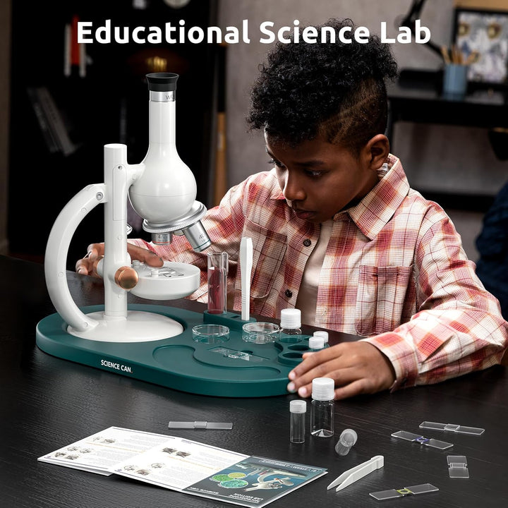 Science Can Mikroskop für Kinder 40X-1600X LED Studentenmikroskop mit 8 Vorbereiteten Dias Biologie-
