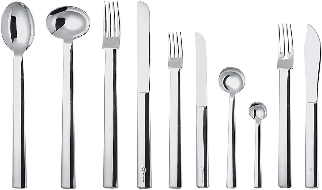 Alessi 18/10 Edelstahl Spiegel poliert "Rundes Modell" Original Tafellöffel, 6 Stück, silber