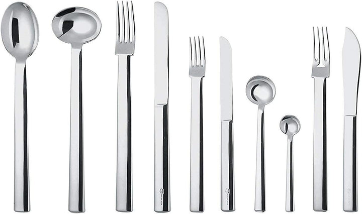 Alessi 18/10 Edelstahl Spiegel poliert "Rundes Modell" Original Tafellöffel, 6 Stück, silber