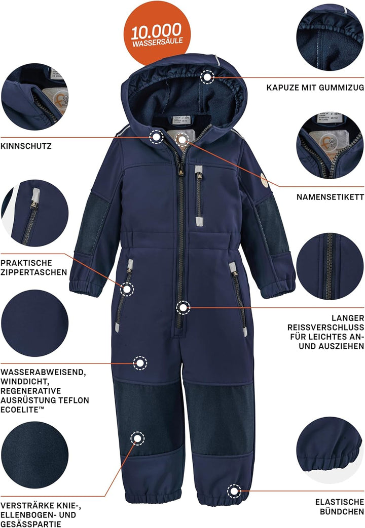 first instinct by killtec Jungen Fiow 35 Mns Onpc Softshell Overall mit Kapuze 98-104 dunkelblau, 98