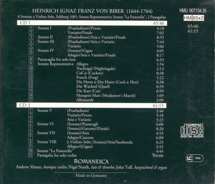 Violin Sonaten, Audio-CD