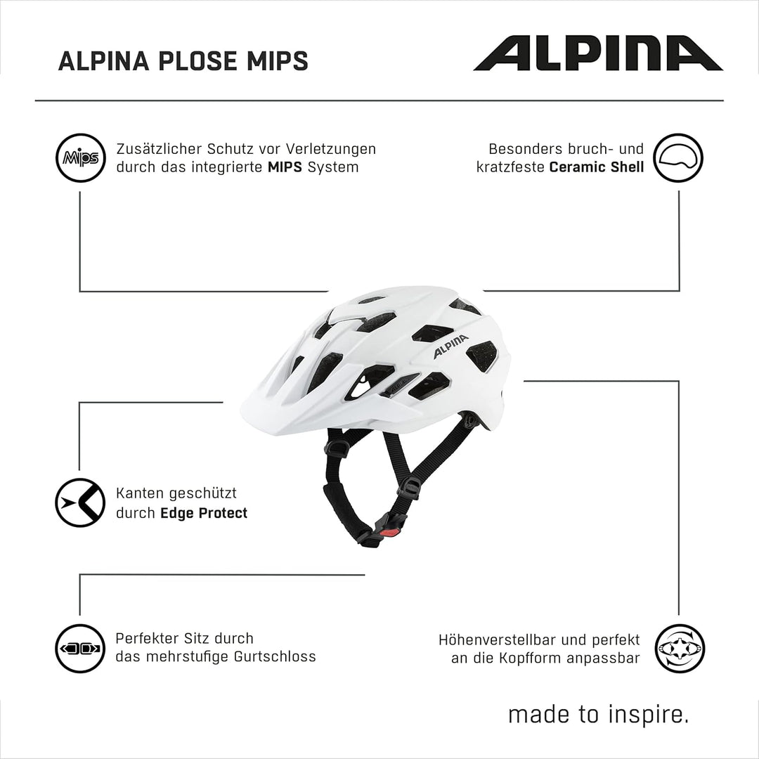 ALPINA PLOSE MIPS - Sicherer und Komfortabler MIPS Enduro & MTB Fahrradhelm Mit Antibakteriellen Pol