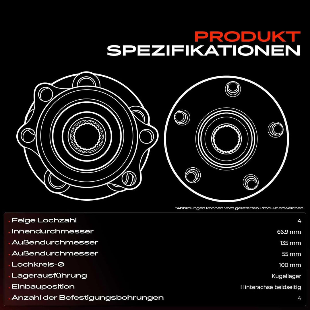 Frankberg 1x Radnabe Radlagersatz Hinterachse Kompatibel mit Yaris NCP1 NLP1 SCP1 P1 Yaris Verso NCP