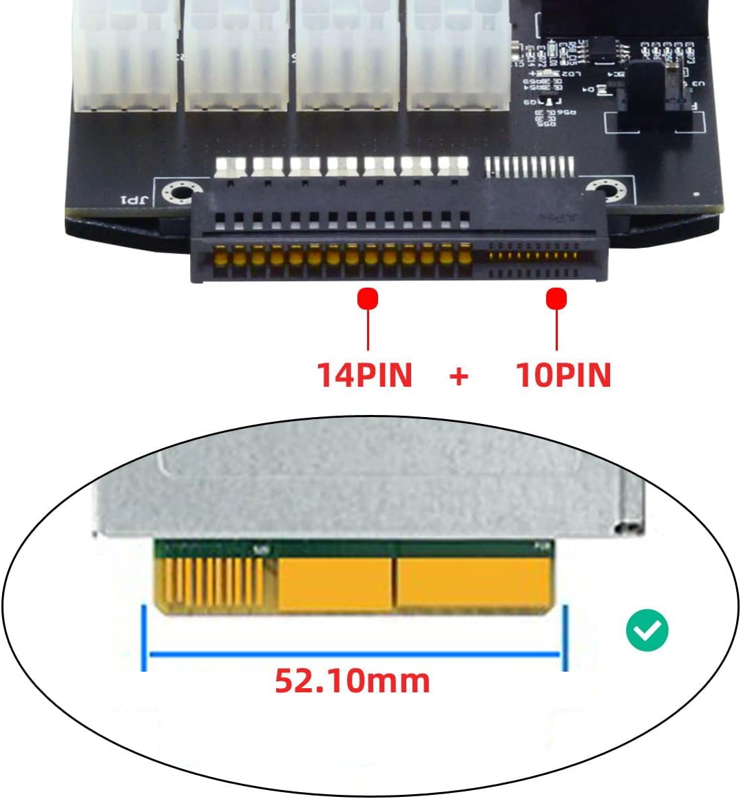 chenyang CY 52,10mm 10+14 Pin Stromsteckplatz auf ATX 6 Pin 16 Port Flex Slot Server Netzteilplatine