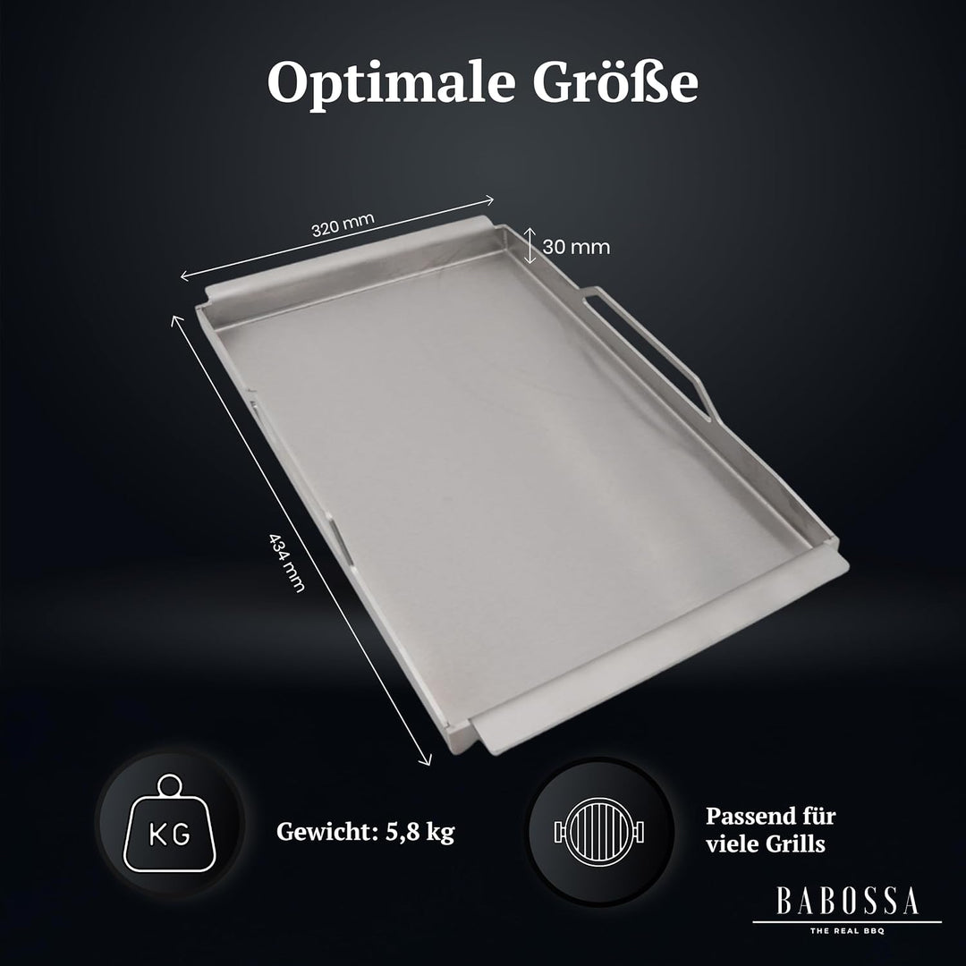 BABOSSA Premium Einsatzpfanne/Plancha kompatibel mit allen Broil King Baron & Crown Modellen | 43.4x