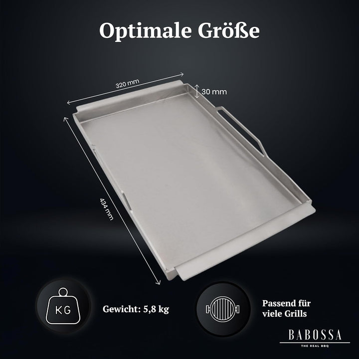 BABOSSA Premium Einsatzpfanne/Plancha kompatibel mit allen Broil King Baron & Crown Modellen | 43.4x