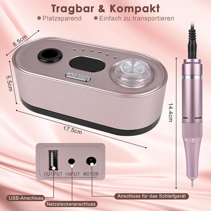 Elektrische Nagelfeile Nagelfräser für Gelnägel 12 in 1 Nagelfräser Professionell ,40000U/Min,LCD Ma