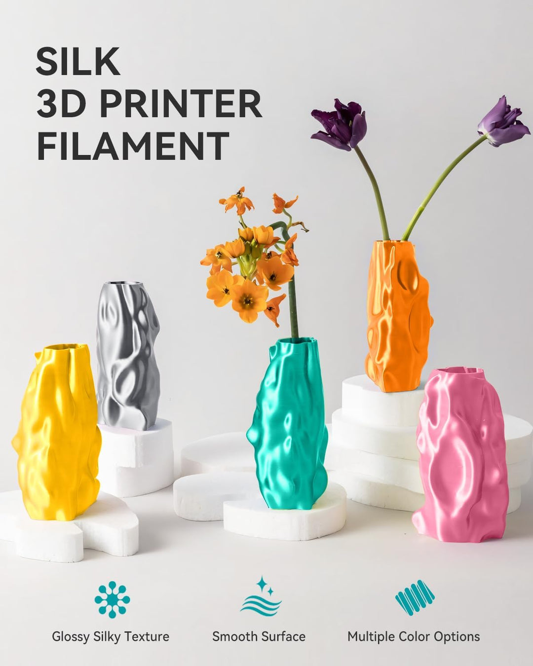 SUNLU 12KG PLA+ Silk Filament, Glänzendes SILK PLA PLUS Filament, Glatte Seidige Oberfläche, 1KG pro