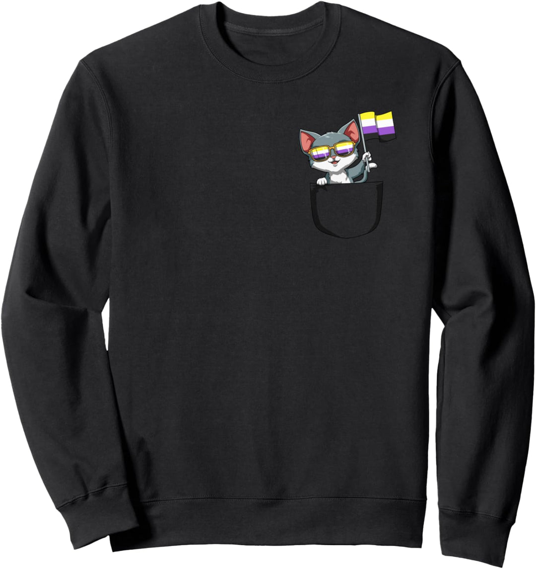 Nichtbinäre Stolz Flagge Katze Tasche Sweatshirt
