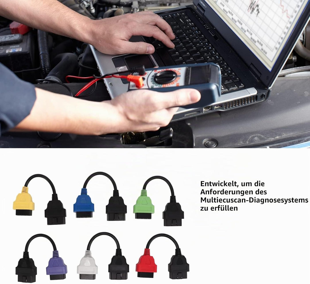 OBD2 Diagnosekabel, 6 Stück für Multi-ECU-Scan-Adapterkabel, OBD2-Diagnose-ECU-Scan-Tool-Kabel, Ersa