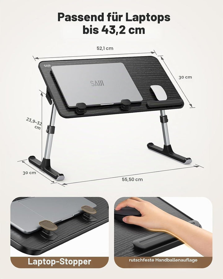 Tisch, SAIJI Betttisch, 5 höhenverstellbar Laptop ständer, Klappbarer laptoptisch, für Sofa Couch Bo