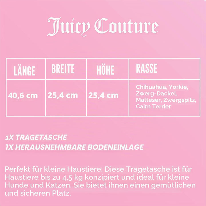 Juicy Couture Give Me Treats Transporttasche für Haustiere, stilvolle Reisetasche für kleine Hunde u