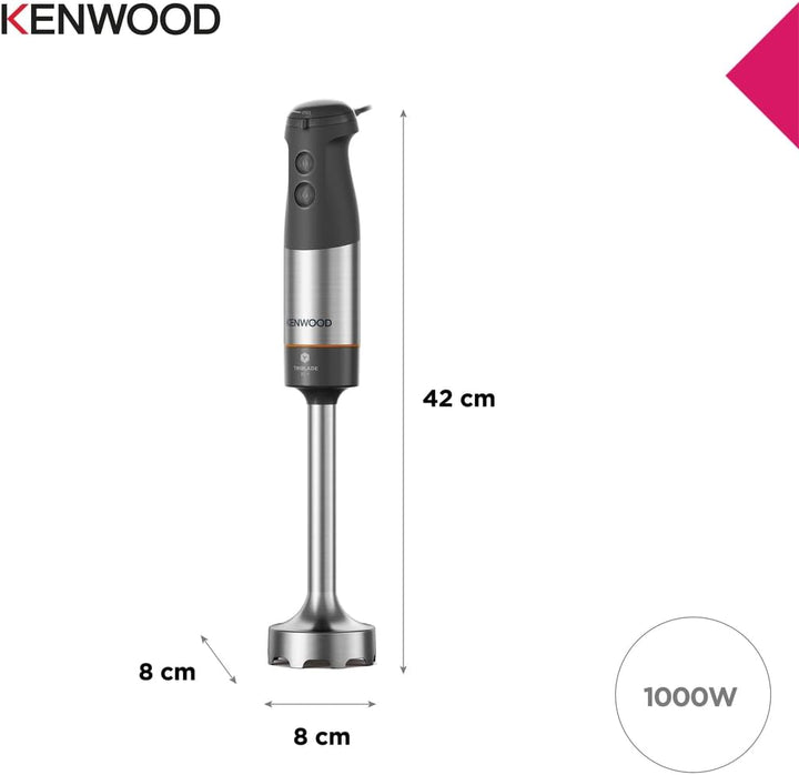 Kenwood Triblade XL HBM60.307GY Stabmixer inkl. Schneebesen, Messbecher, Kartoffelstampfer & Zerklei