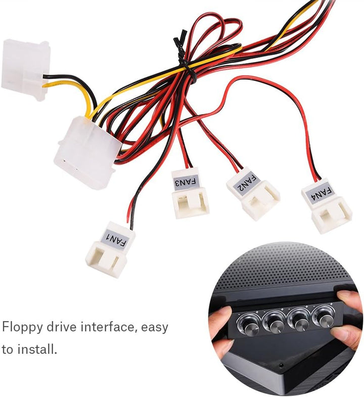 Richer-R Lüfter-Controller, 4-Kanal Lüftergeschwindigkeit Regler Kontroller Lüftersteuerung,3Pin+4Pi