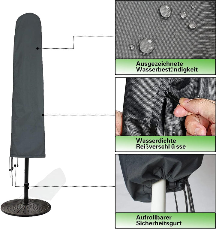 HENTEX Sonnenschirm Schutzhülle für Sonnenschirme bis Ø 350cm, 215x30/40W cm, mit faltbaren geliefer