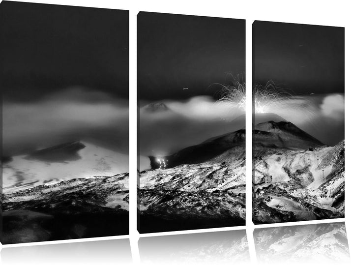 Pixxprint Gefährlicher Vulkanausbruch als Leinwandbild | Grösse: 3 Teilig (120x80) | Wandbild| Kunst