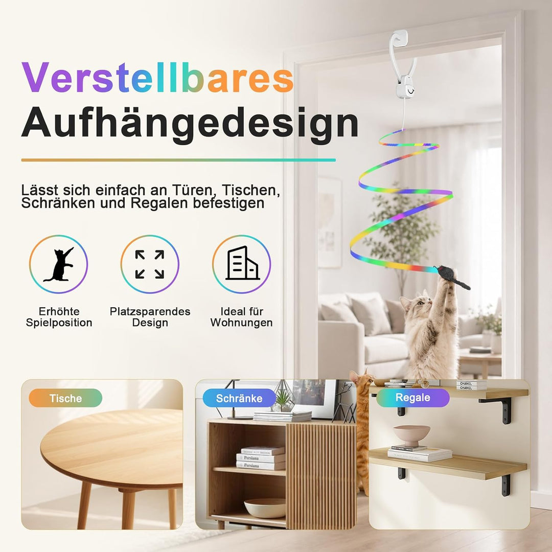 Interaktives Katzenspielzeug für Türrahmen, Automatisches Elektrisches Angelspielzeug mit 3 Ersatzan