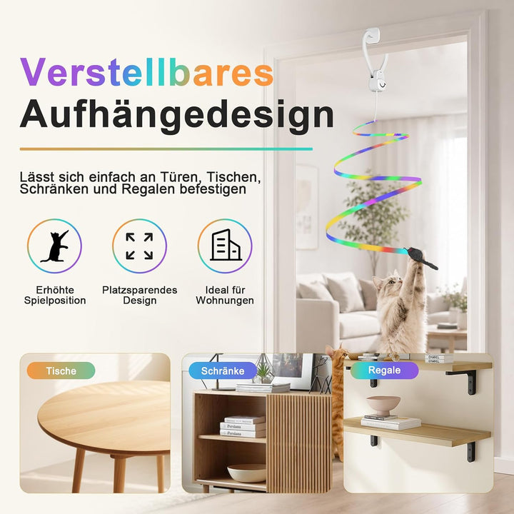 Interaktives Katzenspielzeug für Türrahmen, Automatisches Elektrisches Angelspielzeug mit 3 Ersatzan