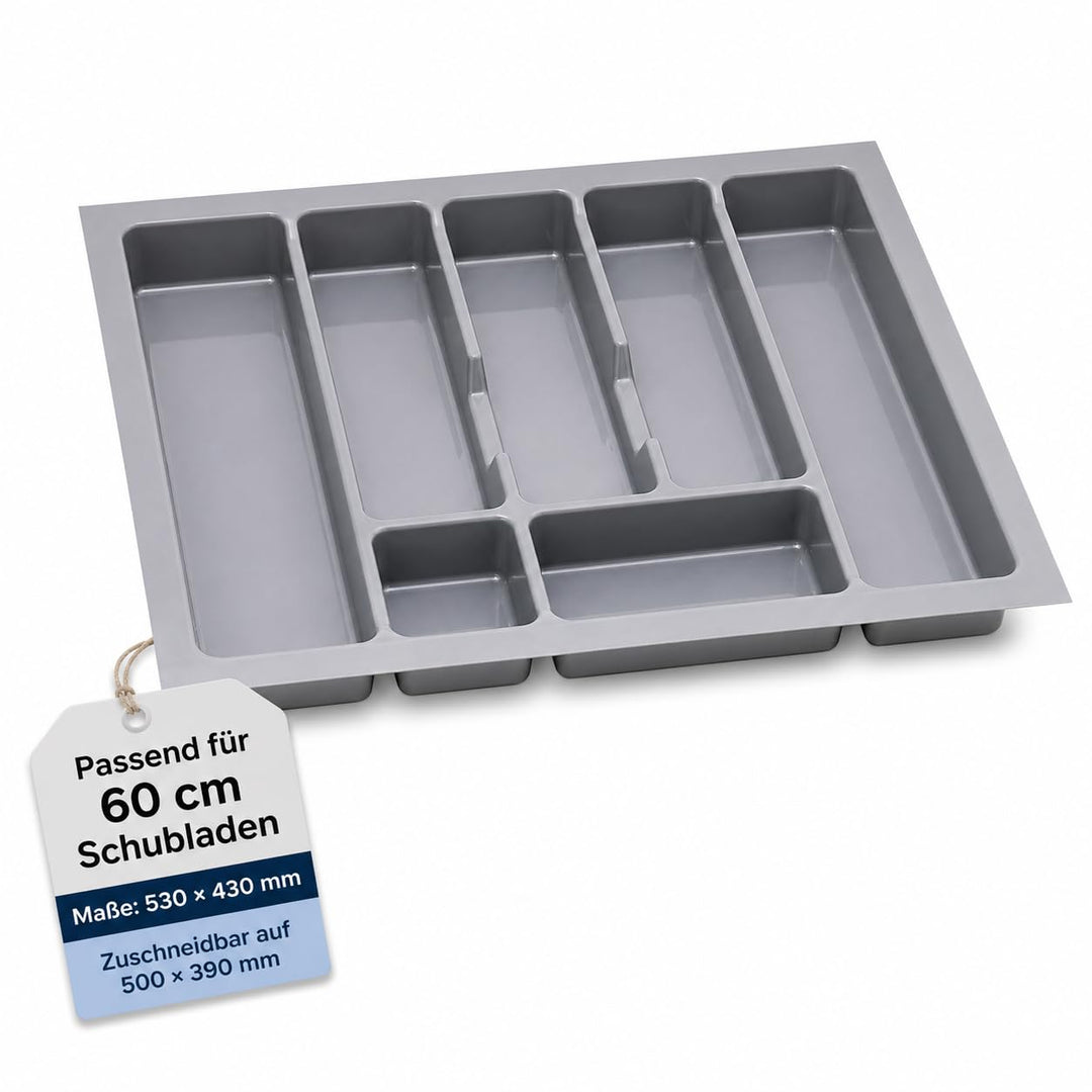ALUSFERA Besteckkasten für Schubladen 60cm - Besteckeinsatz - Praktisch Schubladen Ordnungssystem -