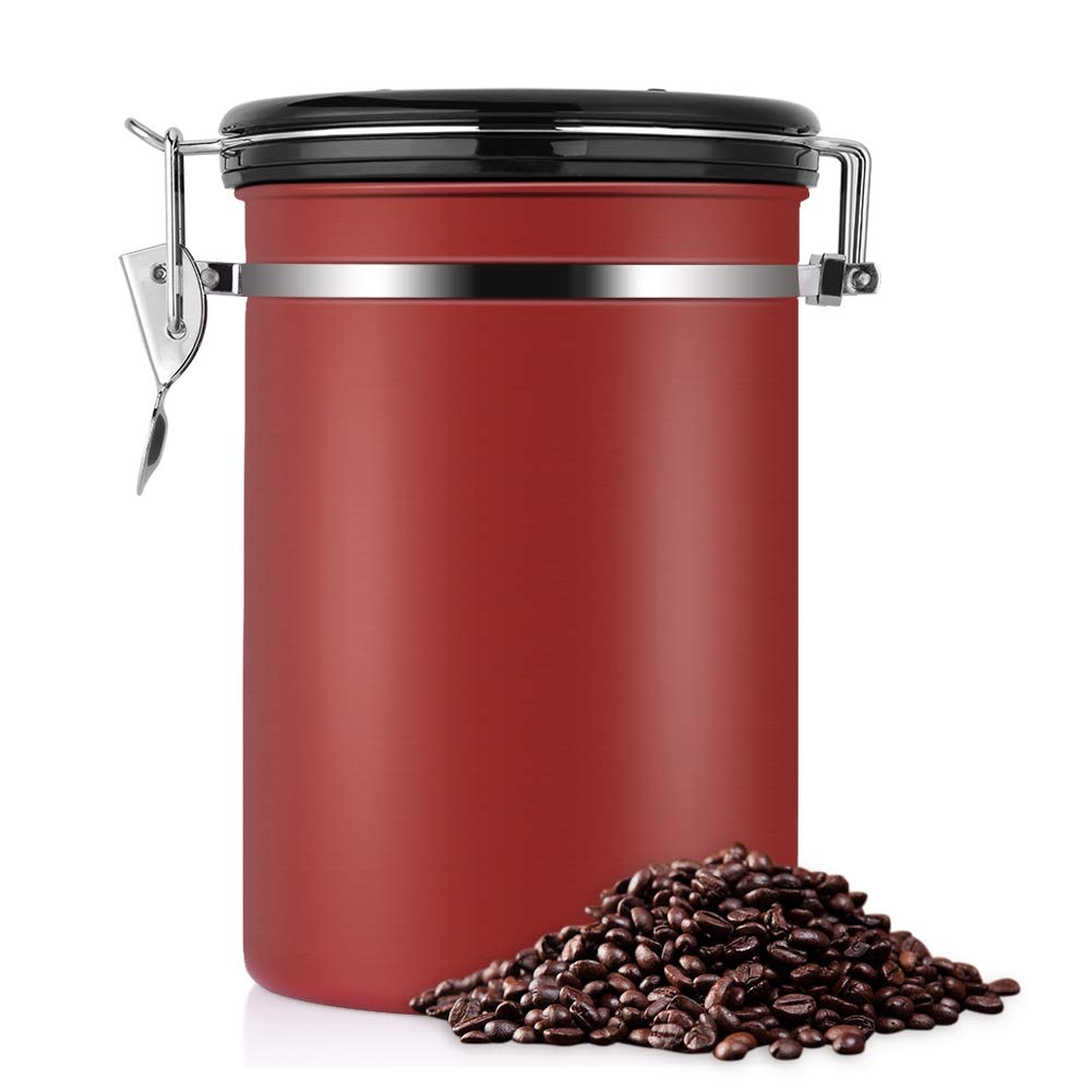TOPINCN Kaffeebehälter, 1,8 L Lebensmittelbehälter Grosser Luftdichter Schwarzer Küchenbehälter aus