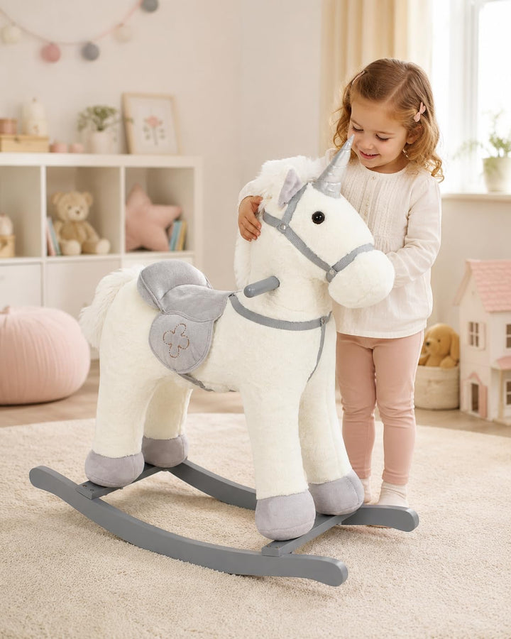 Bayer Chic 2000 - Schaukeleinhorn, Sattelhöhe 46 cm, Schaukeltier, niedliches Plüsch-Schaukelpferd,
