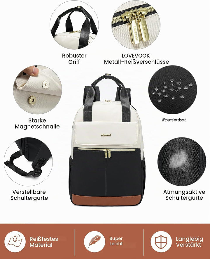 LOVEVOOK Rucksack Damen Gross, 17 Zoll Laptop Schulrucksack Teenager mit Laptopfach, Wasserdicht Rei