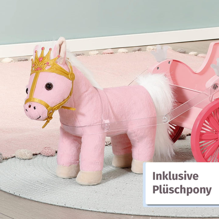 Zapf Creation 707210 Baby Annabell Little Sweet Kutsche &amp; Pony, 2in1 Puppenwagen und Kutsche mit Plü
