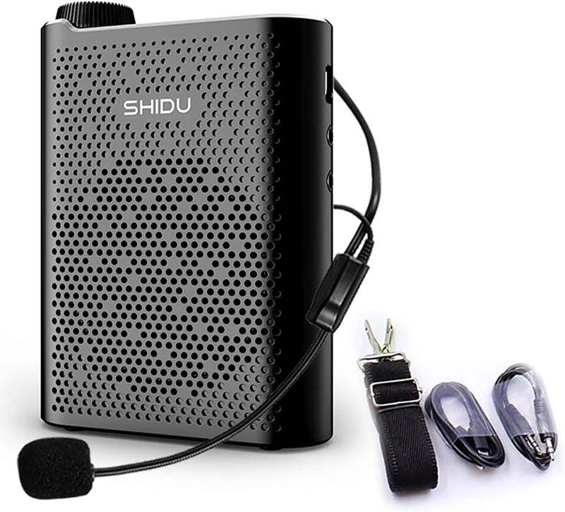 SHIDU Tragbarer wiederaufladbarer Mini-Sprachverstärker mit kabelgebundenem Mikrofon-Headset, unters