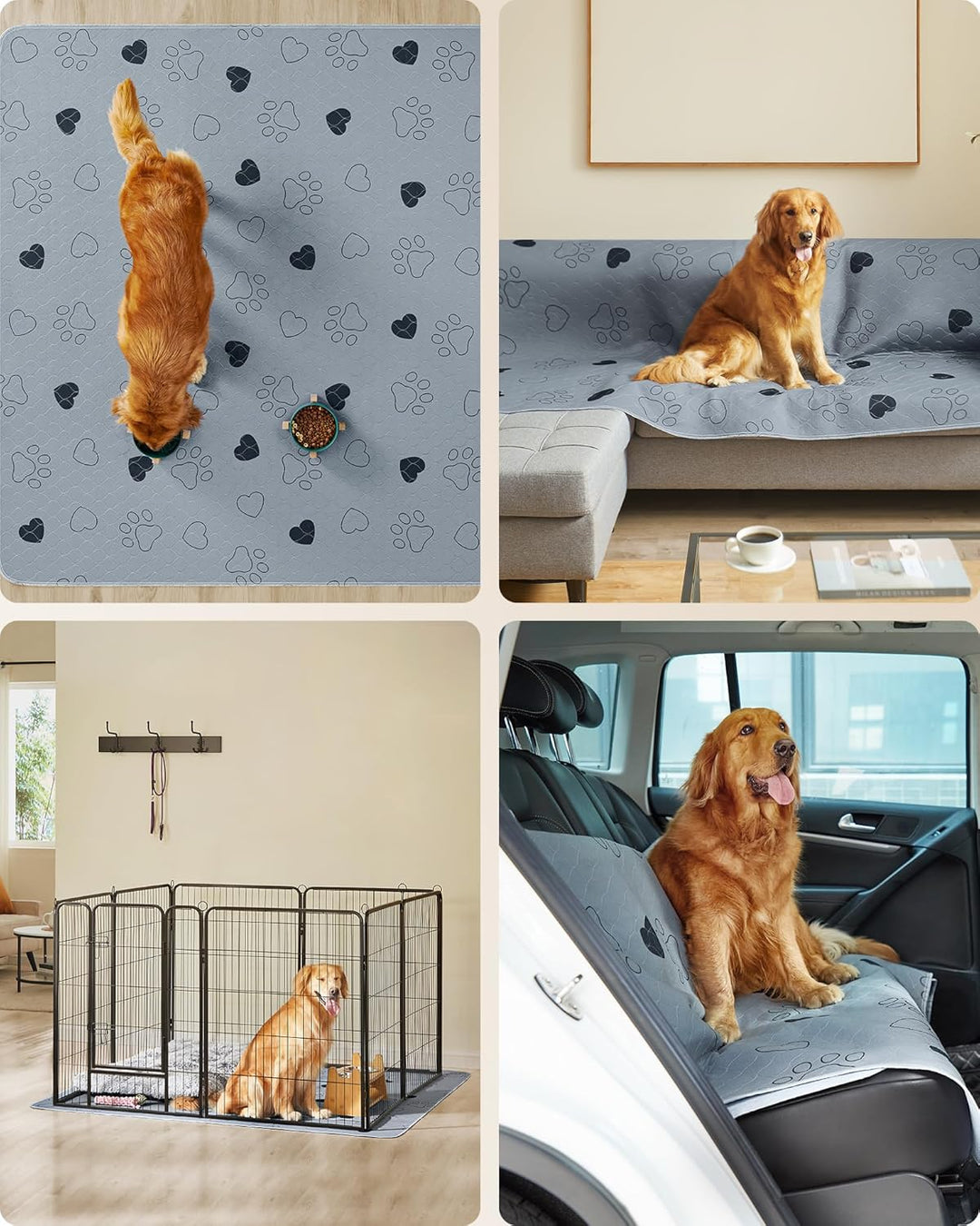 Feandrea Welpen-Unterlagen waschbar, Wiederverwendbare Matten für Hunde, 183 x 183 cm, 2er Set, XXL,