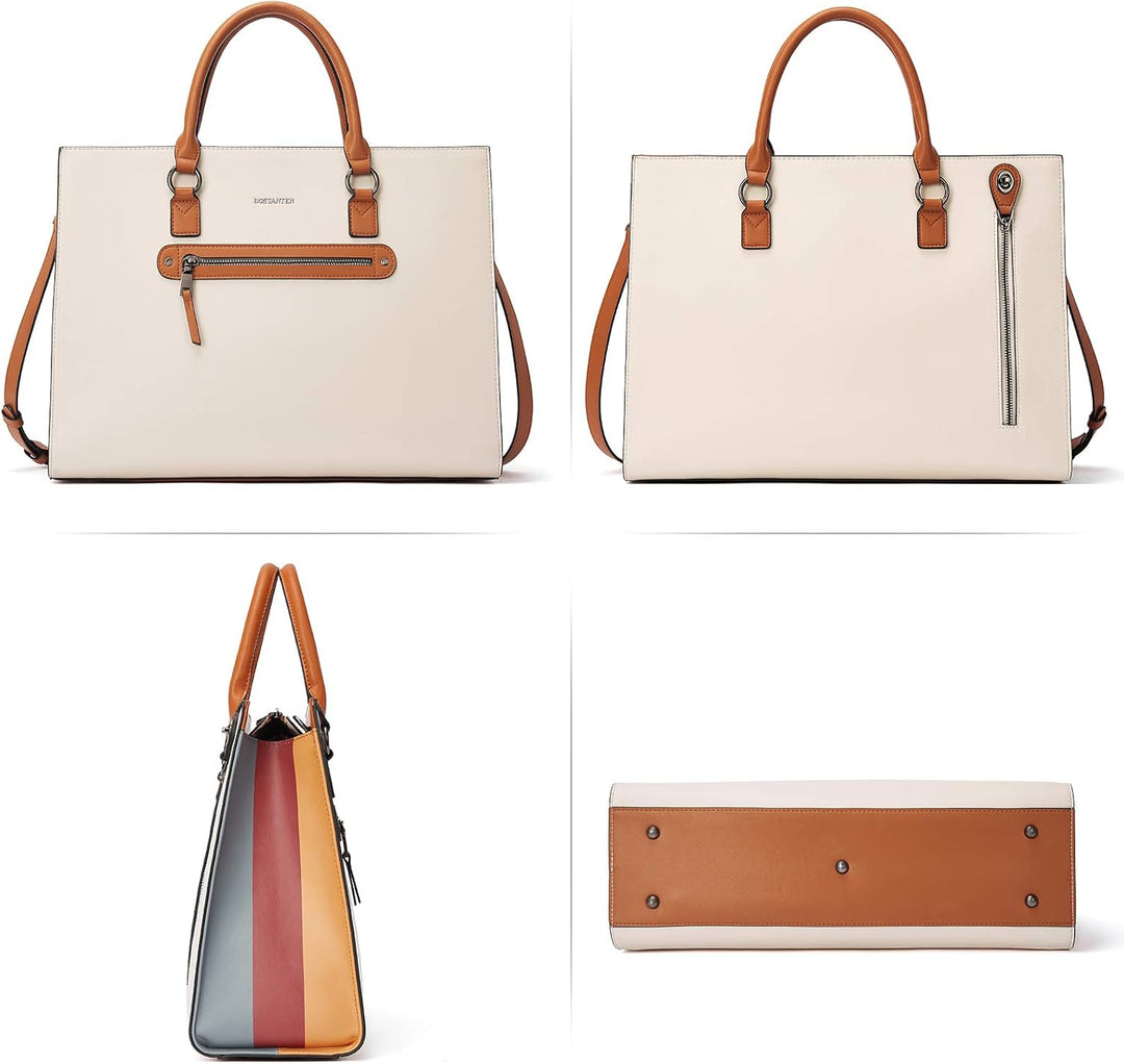 BOSTANTEN Damen Aktentaschen Leder Laptop Schultertasche 15.6 Zoll Frauen Arbeitstasche Businesstasc