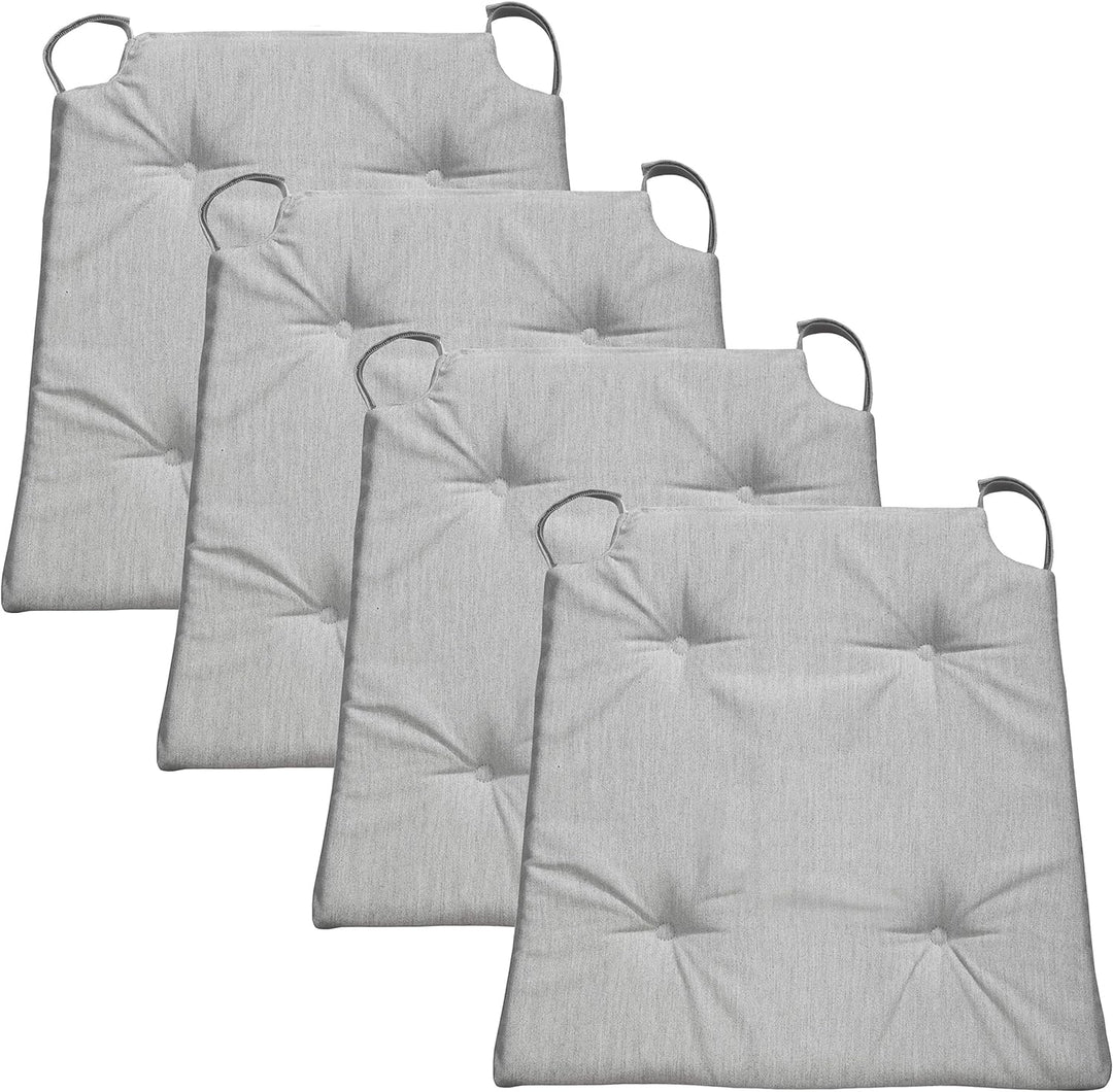 Traumnacht Stuhlkissen Basic 4er Set, mit einem Bezug aus 100% Polyester, 40 x 42 x 5 cm, hellgrau,