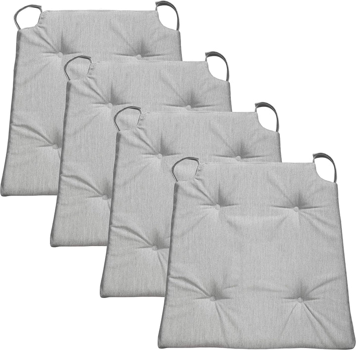 Traumnacht Stuhlkissen Basic 4er Set, mit einem Bezug aus 100% Polyester, 40 x 42 x 5 cm, hellgrau,