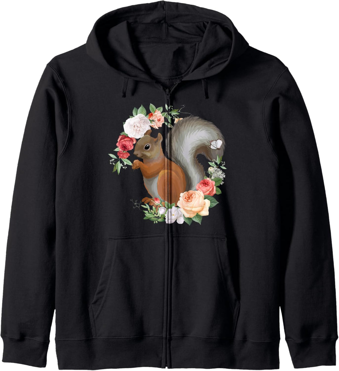 Niedliches Eichhörnchen Blumenkranz Tier Gärtner Kapuzenjacke