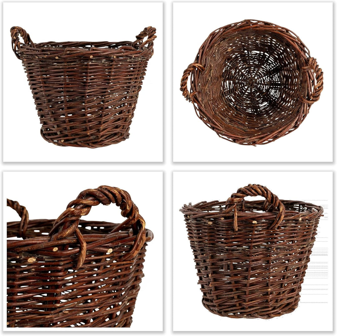 Creative Home Weidenkorb mit Zwei Henkel | Gross ø 30 cm | Perfekt für Geschenkkorb Kaminkorb Brennh