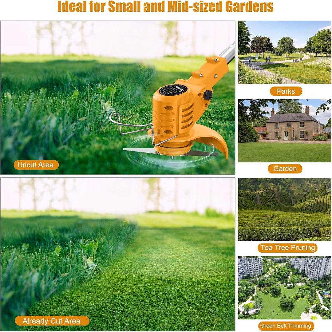 Rasentrimmer mit Akku – Akku Rasentrimmer, 11000 U/min, 2x2000mAh, Teleskopgriff 85–120cm, 2 Schneid