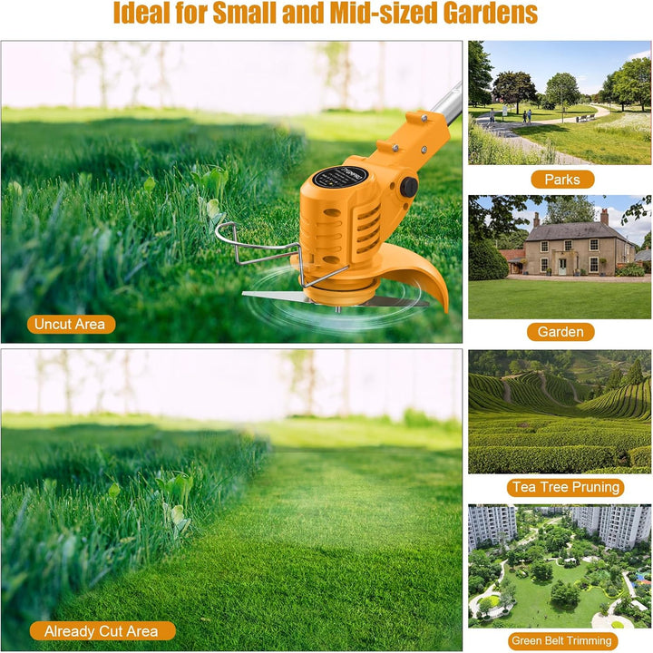 Rasentrimmer mit Akku – Akku Rasentrimmer, 11000 U/min, 2x2000mAh, Teleskopgriff 85–120cm, 2 Schneid