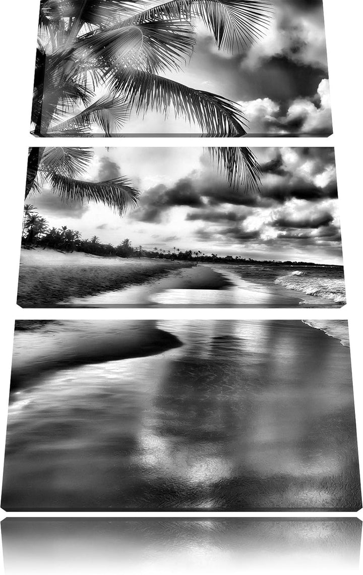 Pixxprint Strand Meer Sonnenuntergang als Leinwandbild/Grösse: 3 Teilig (120x80) cm/Wandbild/Kunstdr