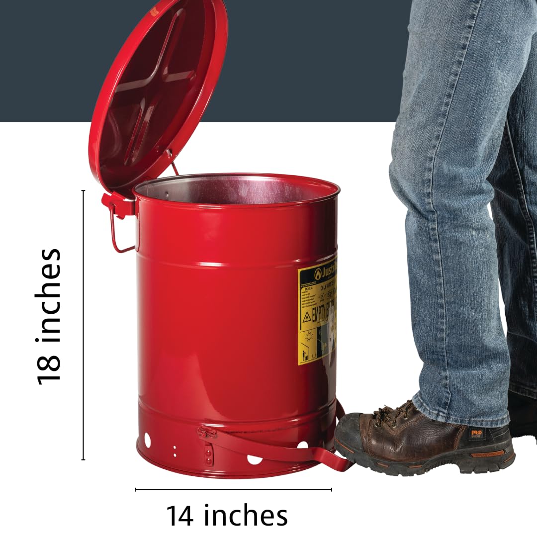 Stahlölbehälter mit fussbetätigtem Deckel, 38 L, Rot