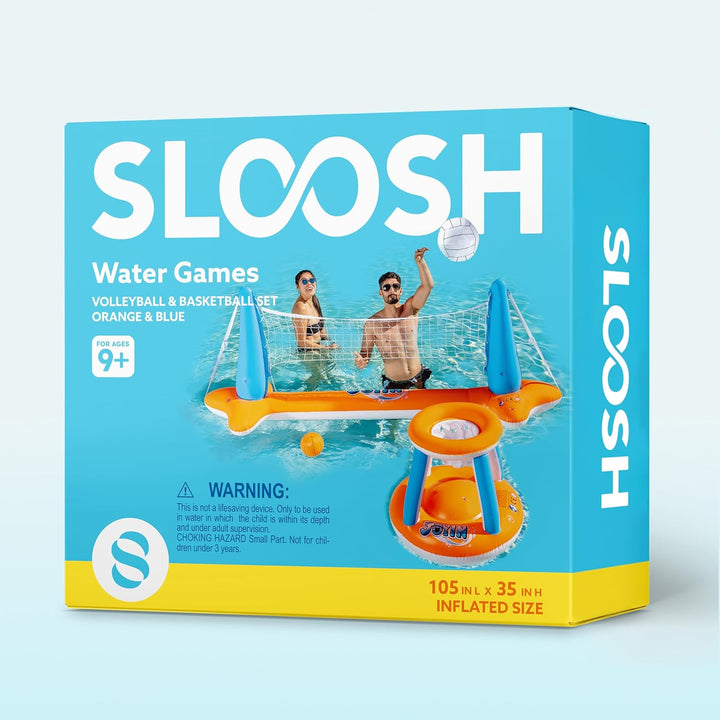 JOYIN Aufblasbare Pool Float Set, Volleyballnetz & Basketballkörbe & Bälle für Kinder und Erwachsene