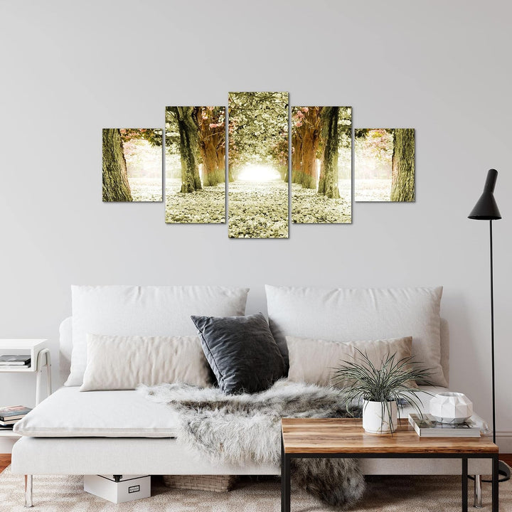 Runa Art Wandbilder Wald Landschaft 5 Teilig Bild auf Vlies Leinwand Deko Schlafzimmer Wohnzimmer Na